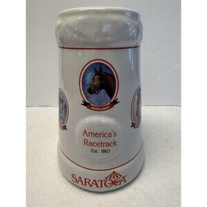 NYRA America's Racetrack Saratoga Horse Racing Mug 7" Beer Stein Collector’s